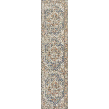Keesha Bold Distressed Medallion Low-Pile Machine-Washable Area Rug